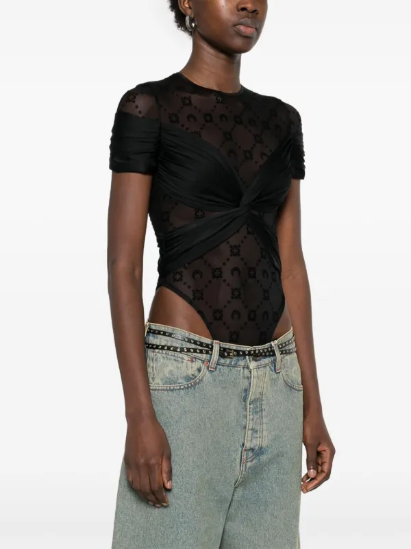 インナー・ルームウェアその他 MARINE SERRE SS24 DRAPED BODYSUIT (WTO392_RJER0015BK99) Marine Serre Draped Bodysuit (MARINE SERRE/インナー・ルーム