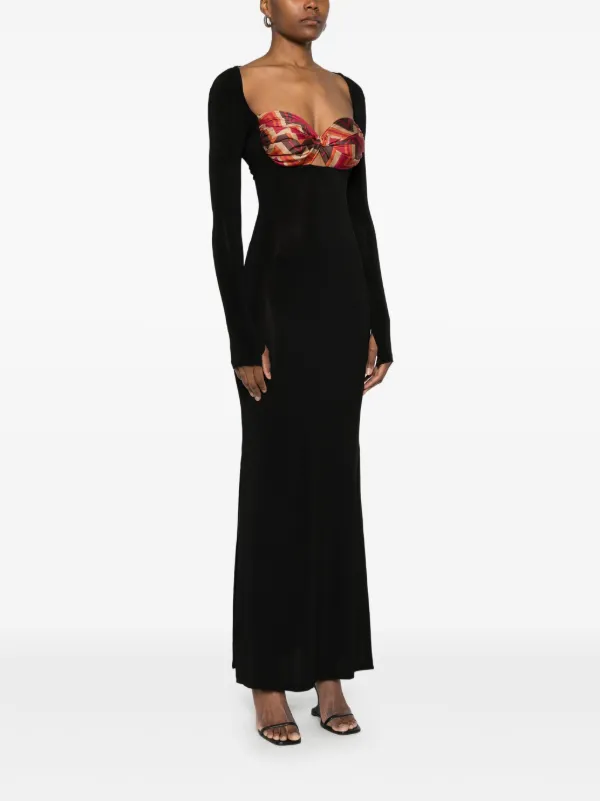 Marine Serre scarf-detailing Maxi Dress | Black | FARFETCH