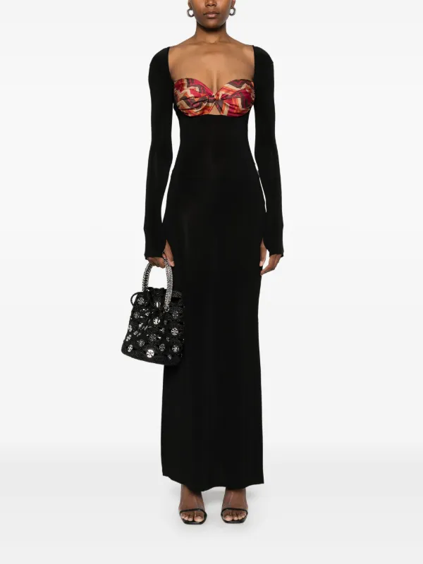 Marine Serre scarf-detailing Maxi Dress | Black | FARFETCH
