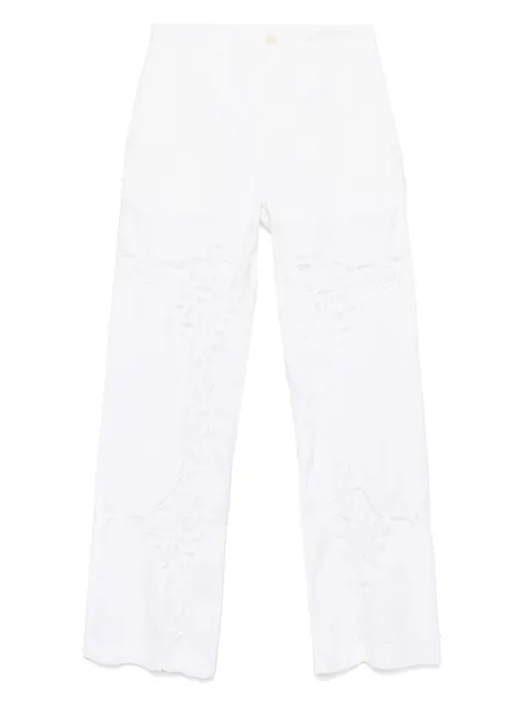 Marine Serre lace-panel trousers