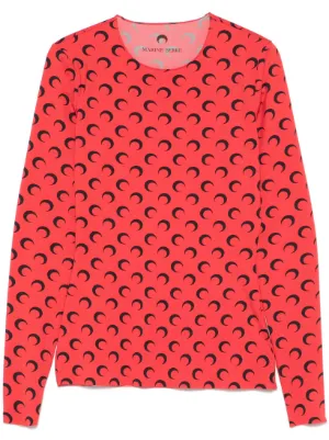 Marine Serre Moonogram-pattern Top | Red | FARFETCH