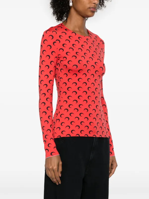 Marine Serre Moonogram-pattern Top | Red | FARFETCH