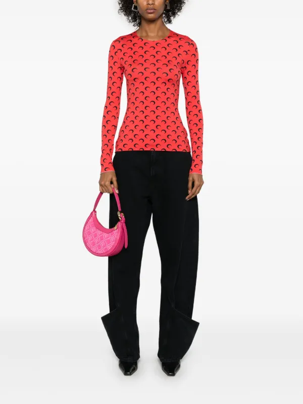 Marine Serre Moonogram-pattern Top | Red | FARFETCH