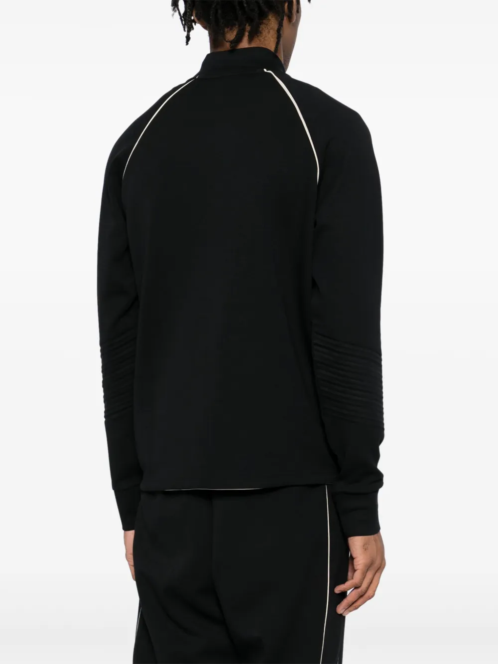 Shop Hugo Boss Zip-neck Sweatshirt In 黑色