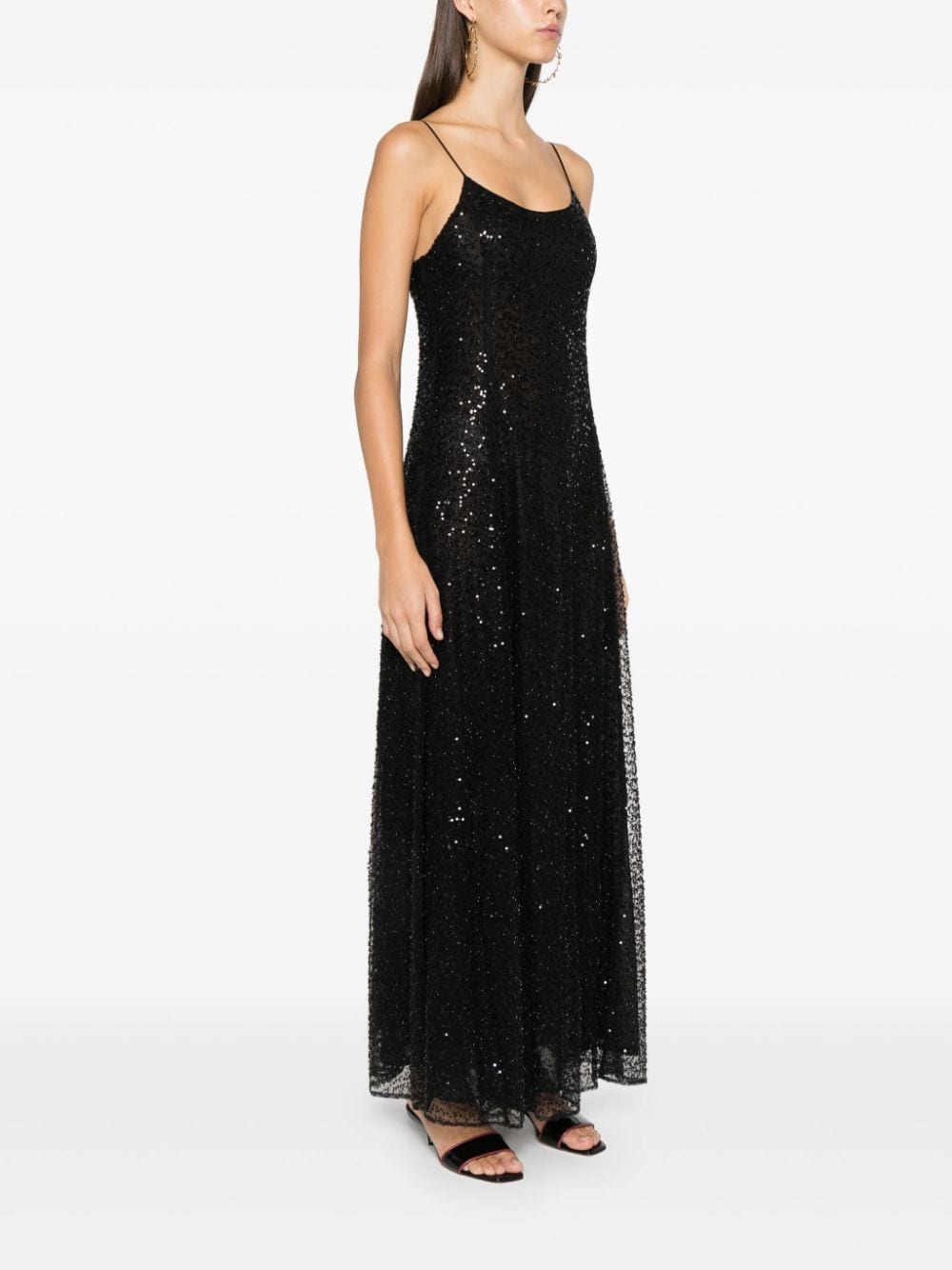 Shop Emporio Armani Jet-embroidery Sequin Maxi Dress In Black