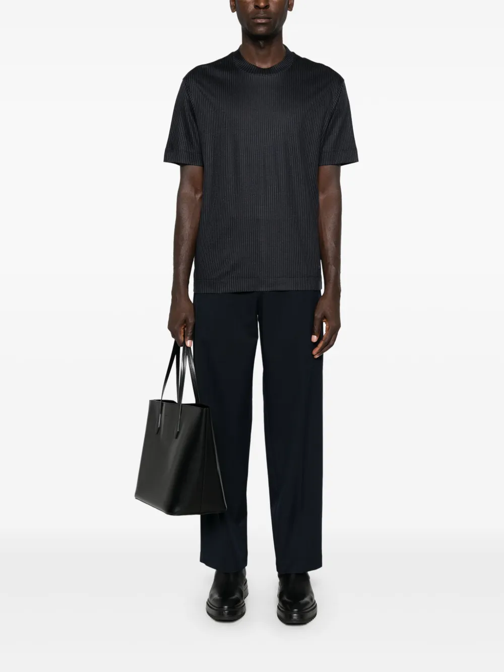 Emporio Armani T-shirt met krijtstreep - Blauw