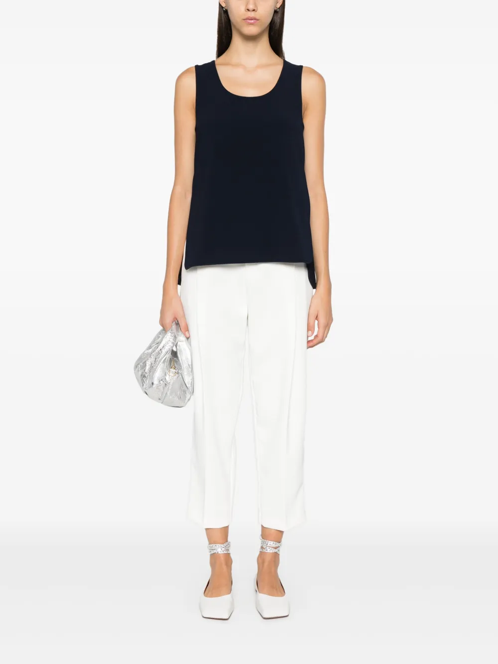 Emporio Armani sablé side-slits top - Blauw