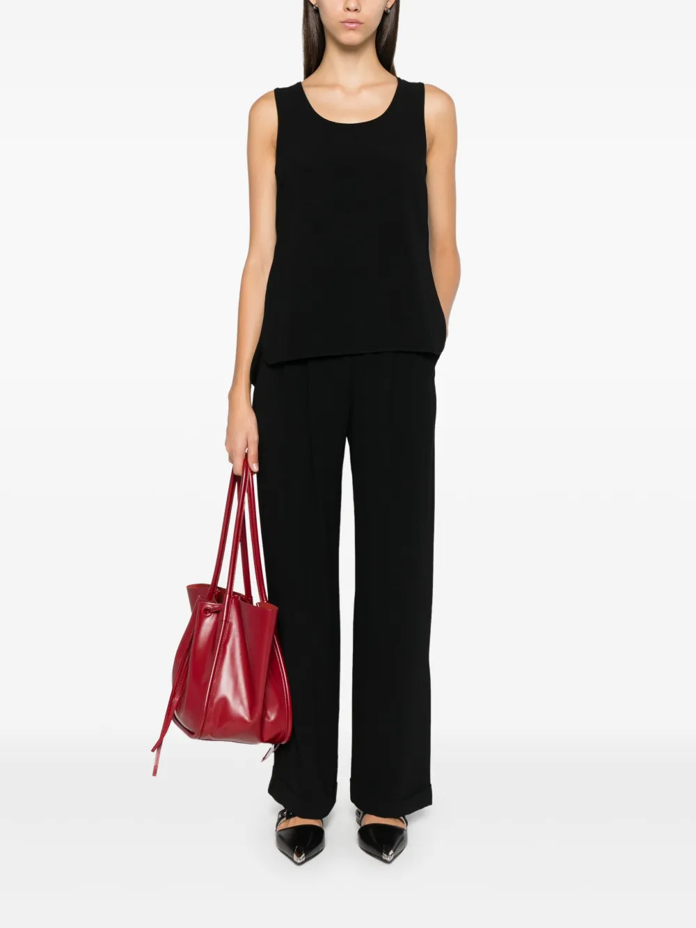 Emporio Armani sablé side-slits top - Zwart