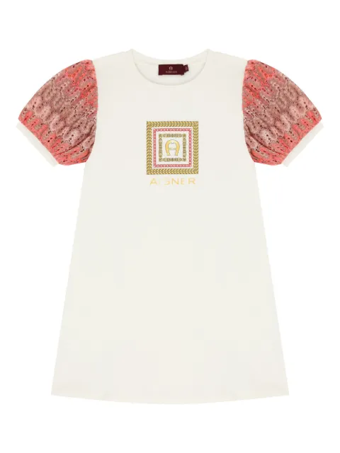Aigner Kids printed crochet-sleeves dress