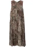 Ziggy Chen abstract-print midi dress - Brown