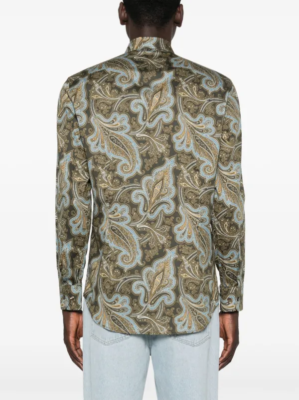 Etro Paisley-print Men Shirt - Green Etro Paisley-print Men Shirt - Green
