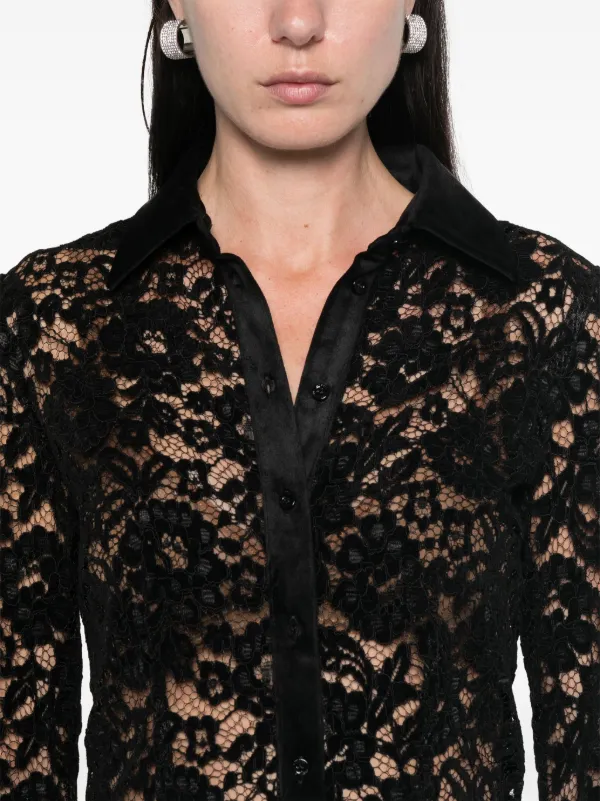 Blusas Polera Negra Con Encaje Camisa En Encaje Chiara Ferragni