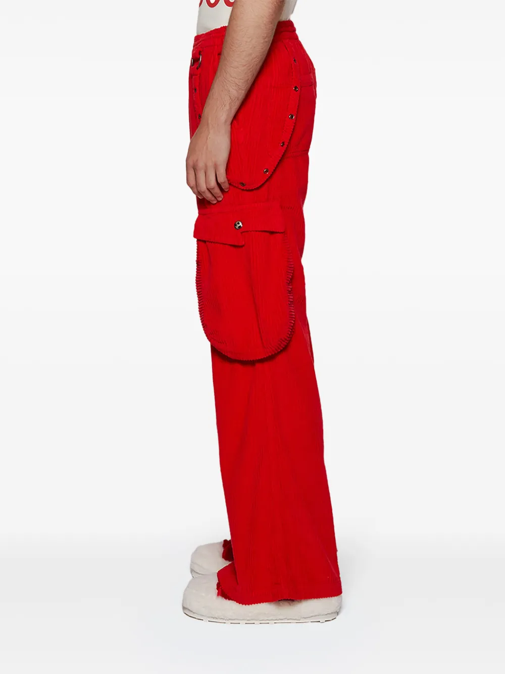 Members Of The Rage Corduroy Cargo Trousers In Red