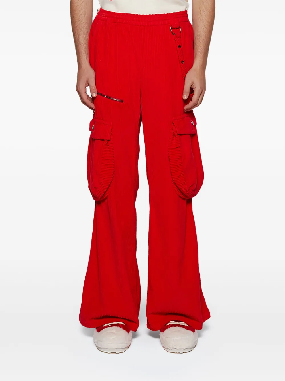 Members Of The Rage Corduroy Cargo Trousers In Red