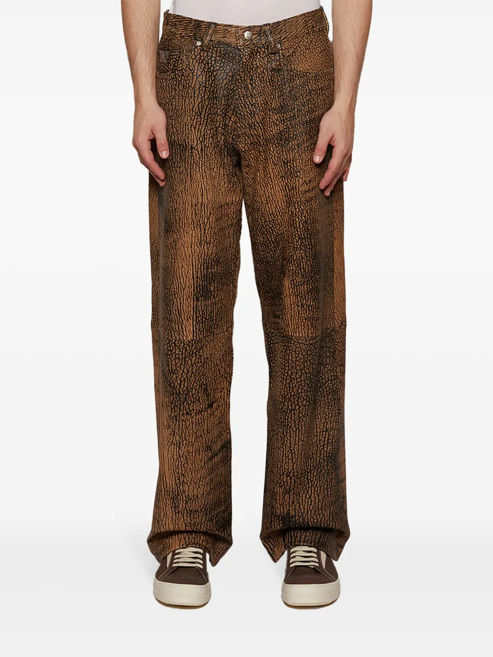 Misbhv Safari Leather Trousers In Brown