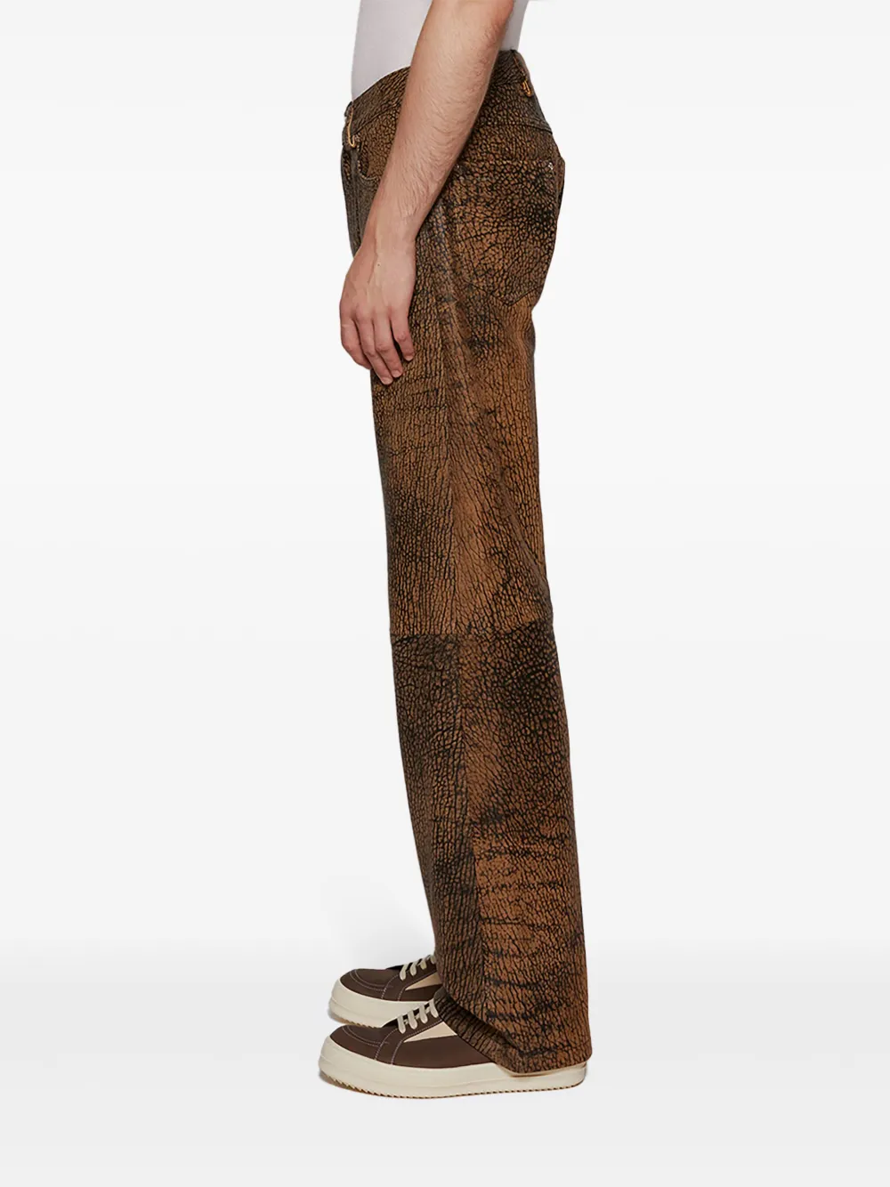 Misbhv Safari Leather Trousers In Brown