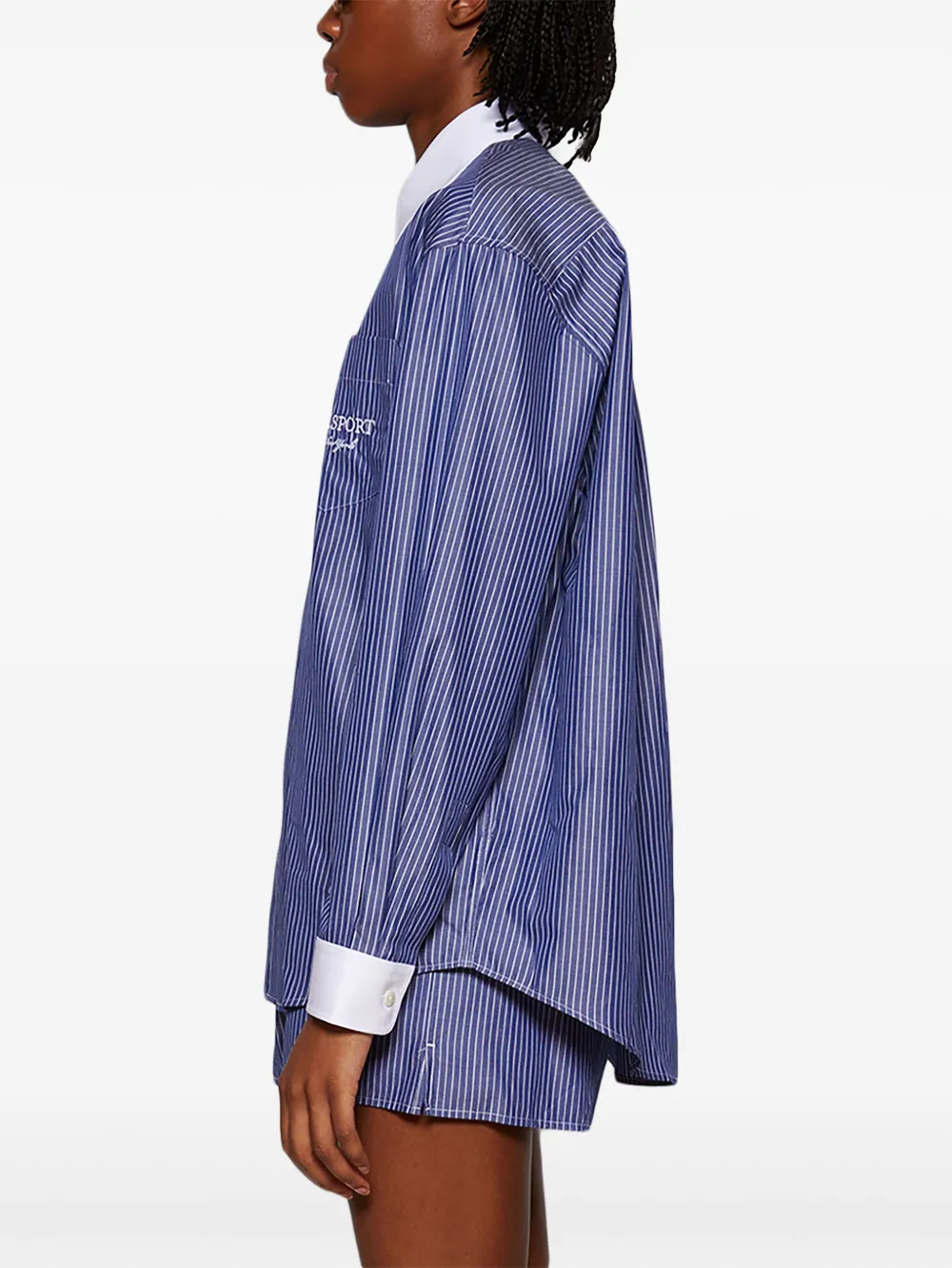 Sporty & Rich Gestreept overhemd Blauw
