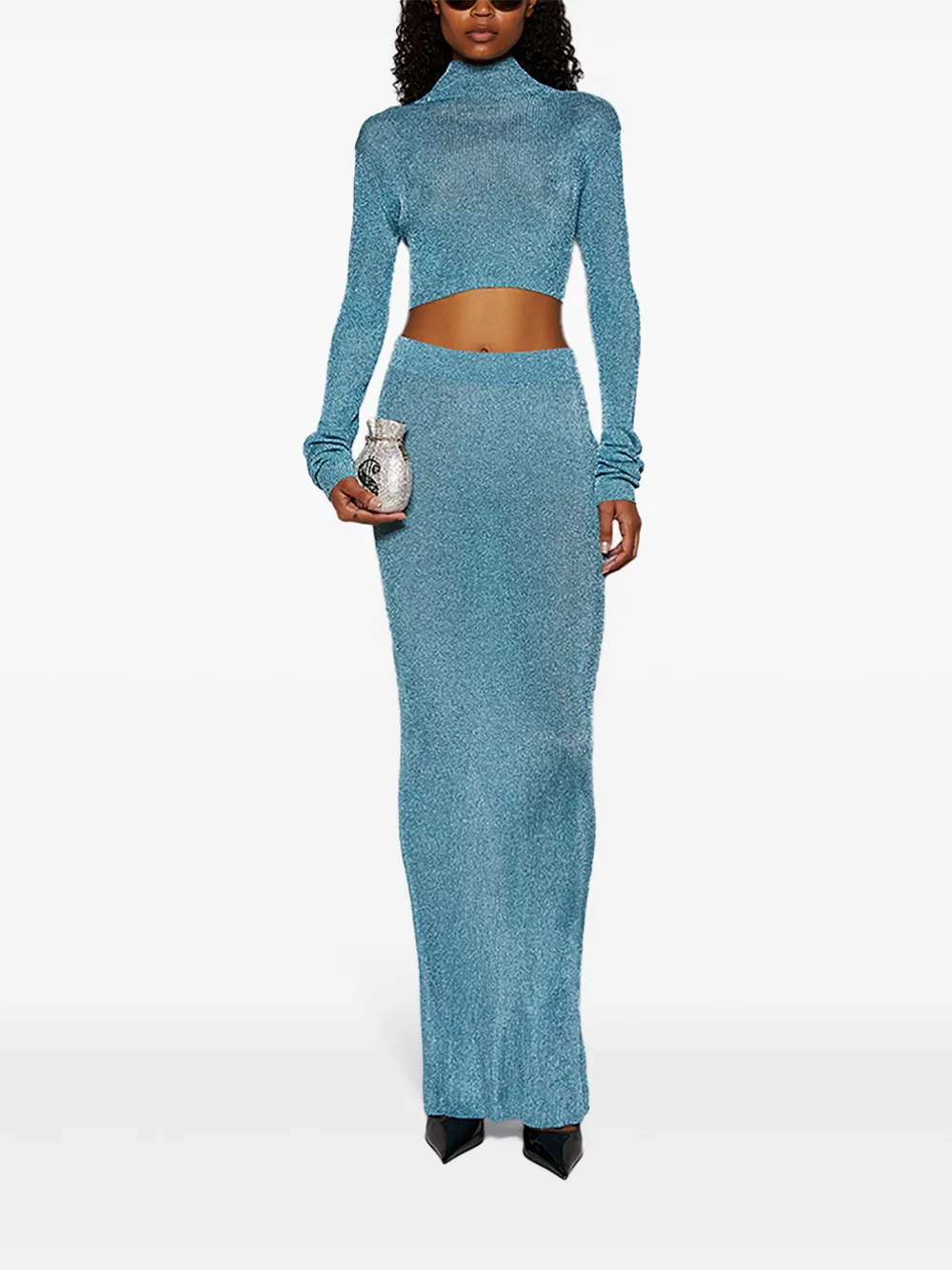 Laquan Smith Knitted Skirt In Blue