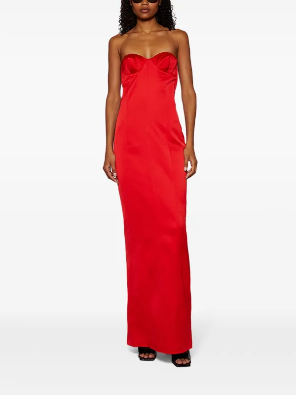 new arrivals red dress Euphorie gathered gown in red - The New Arrivals Ilkyaz Ozel
