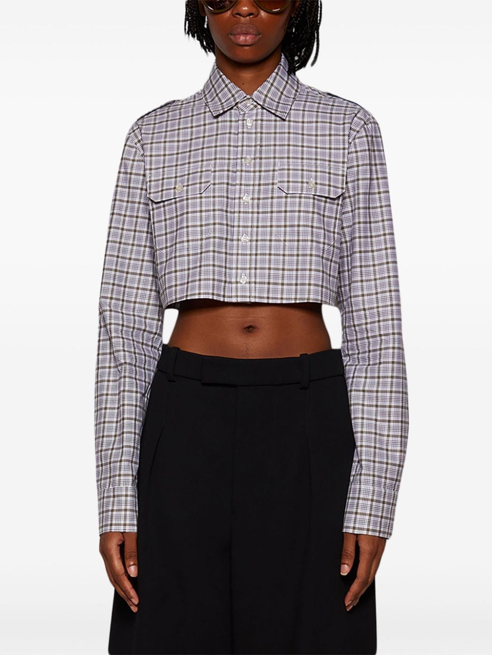 Shop Coperni Cropped Shirt In Green