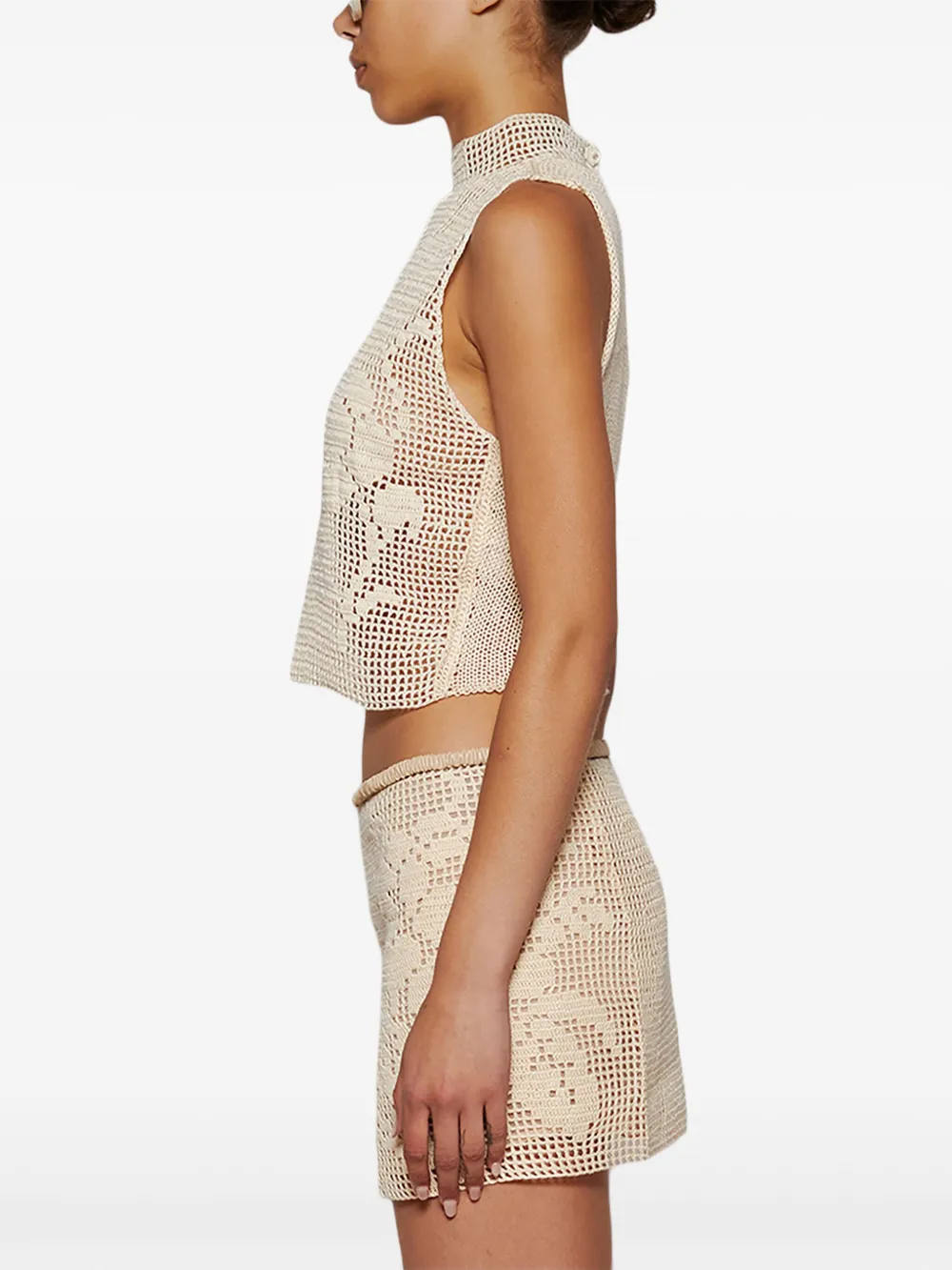 Magda Butrym Gehaakte tanktop met kant Beige
