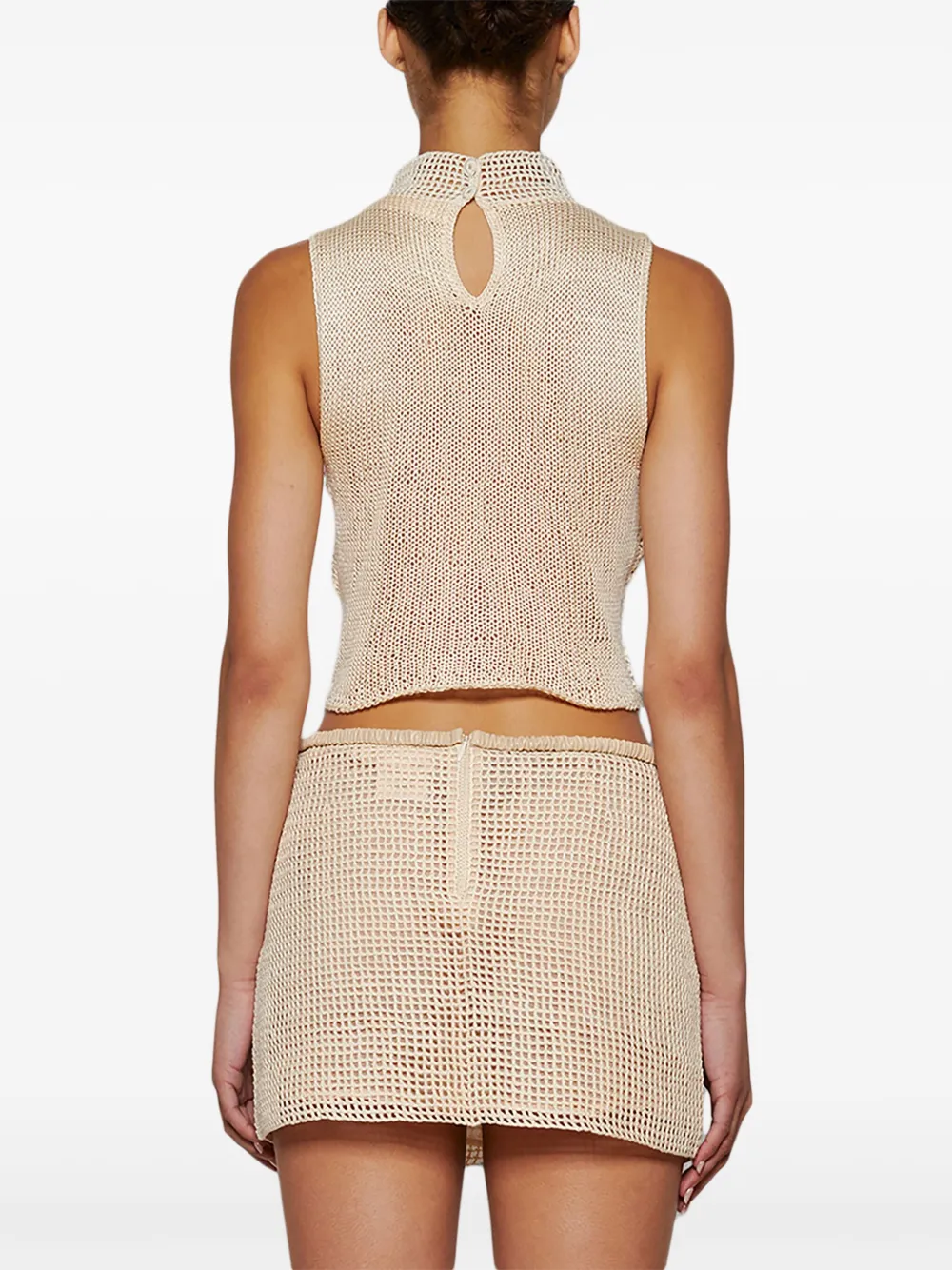 Magda Butrym Gehaakte tanktop met kant Beige