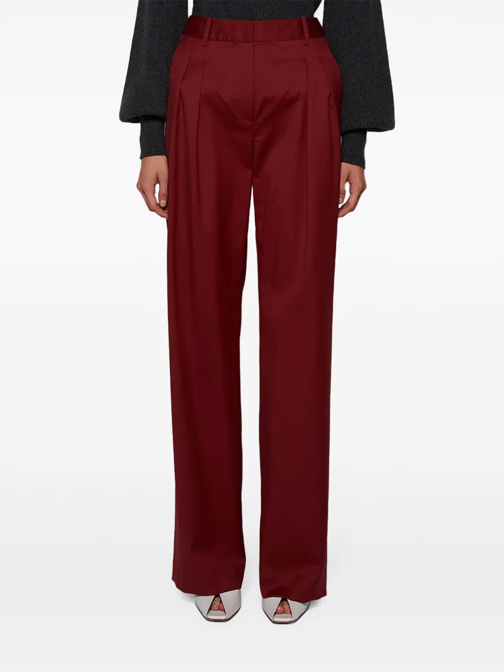 Loulou De Saison Silk High-waisted Trousers In Red