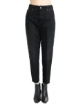 TOTEME logo-patch cropped jeans - Black