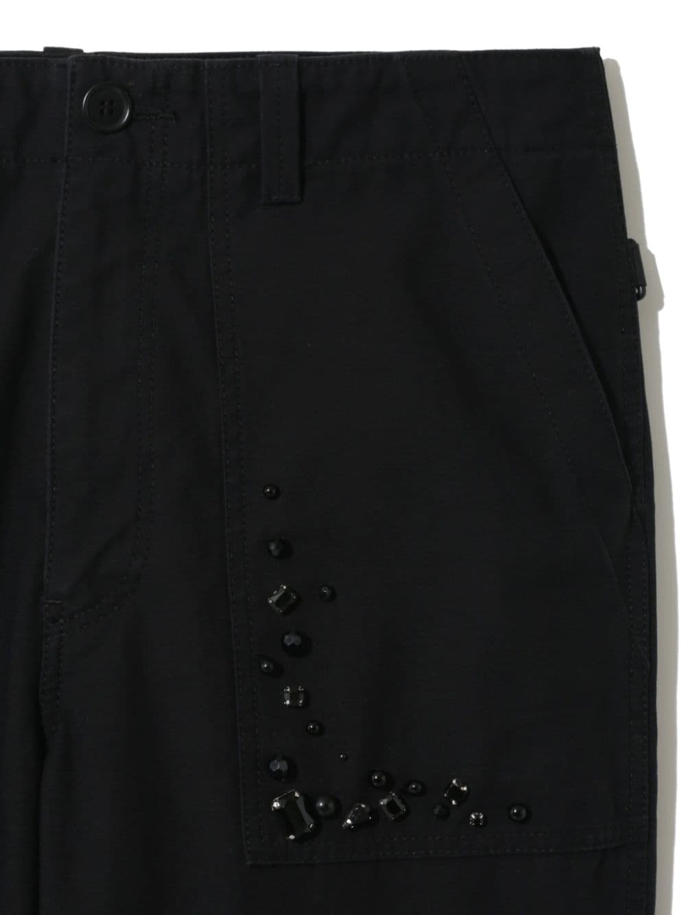 Shop Undercover Crystal-embellished Straight Trousers In Black