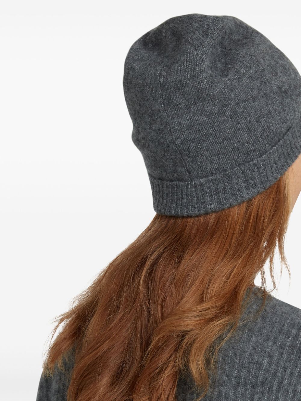 Cashmere In Love turn-up hem cashmere beanie - Grijs