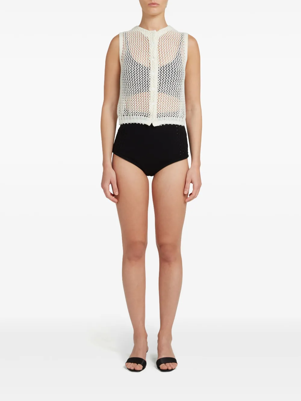 Cashmere In Love crochet buttoned vest - Wit
