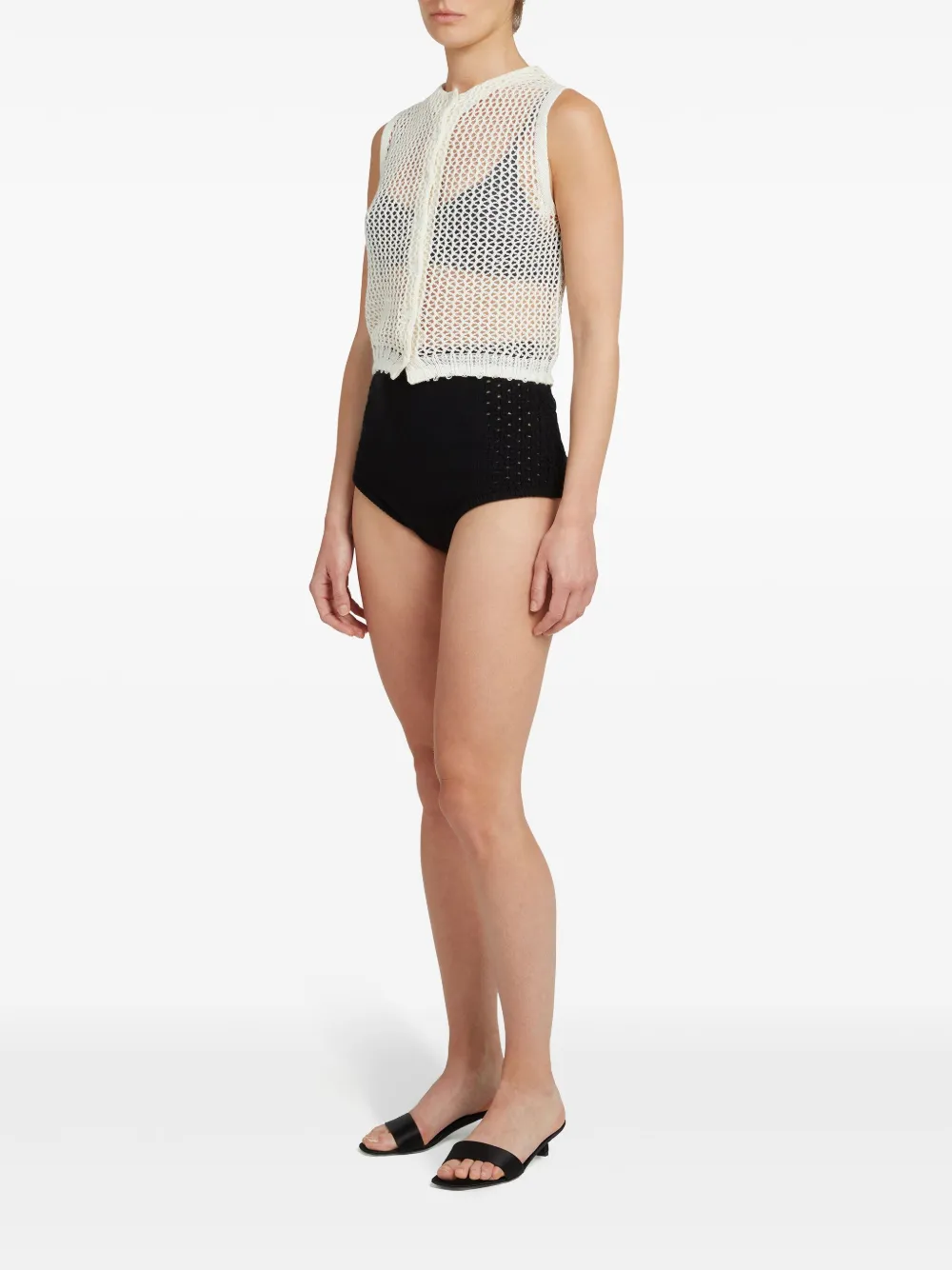 Cashmere In Love Gehaakte spencer met knopen Wit