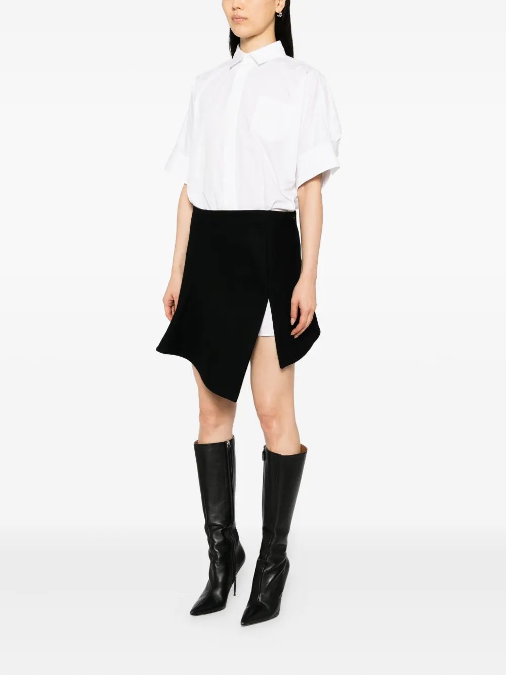 sacai Jurk met asymmetrische afwerking Wit