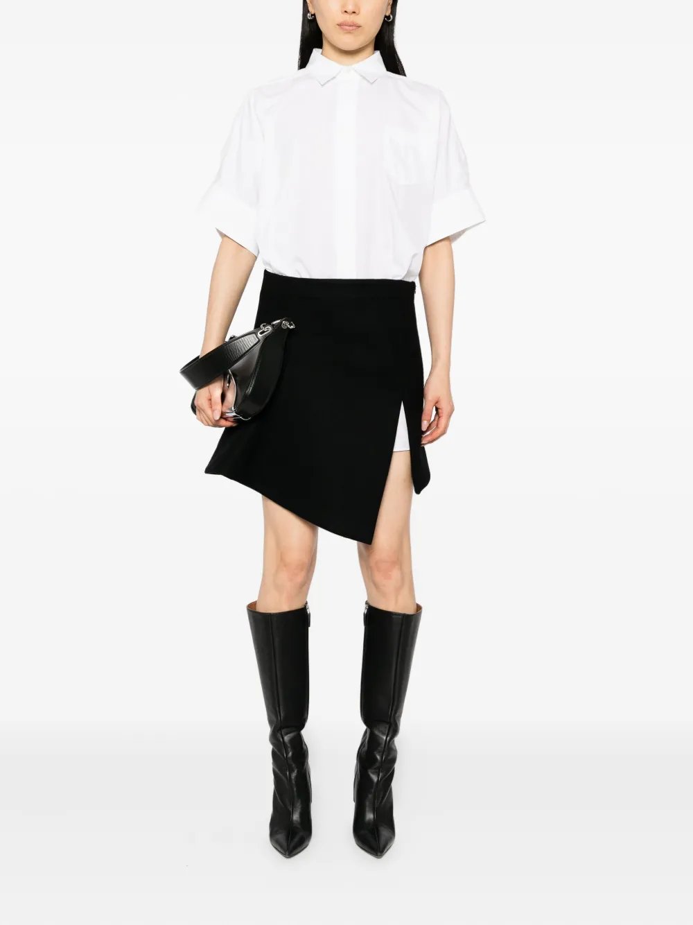Sacai Jurk met asymmetrische afwerking - Wit