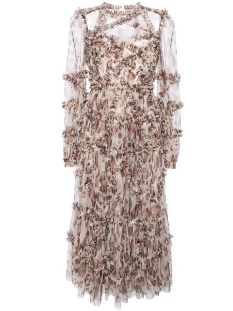 Needle & Thread Leopard Diamond Ruffle Ballerina dress