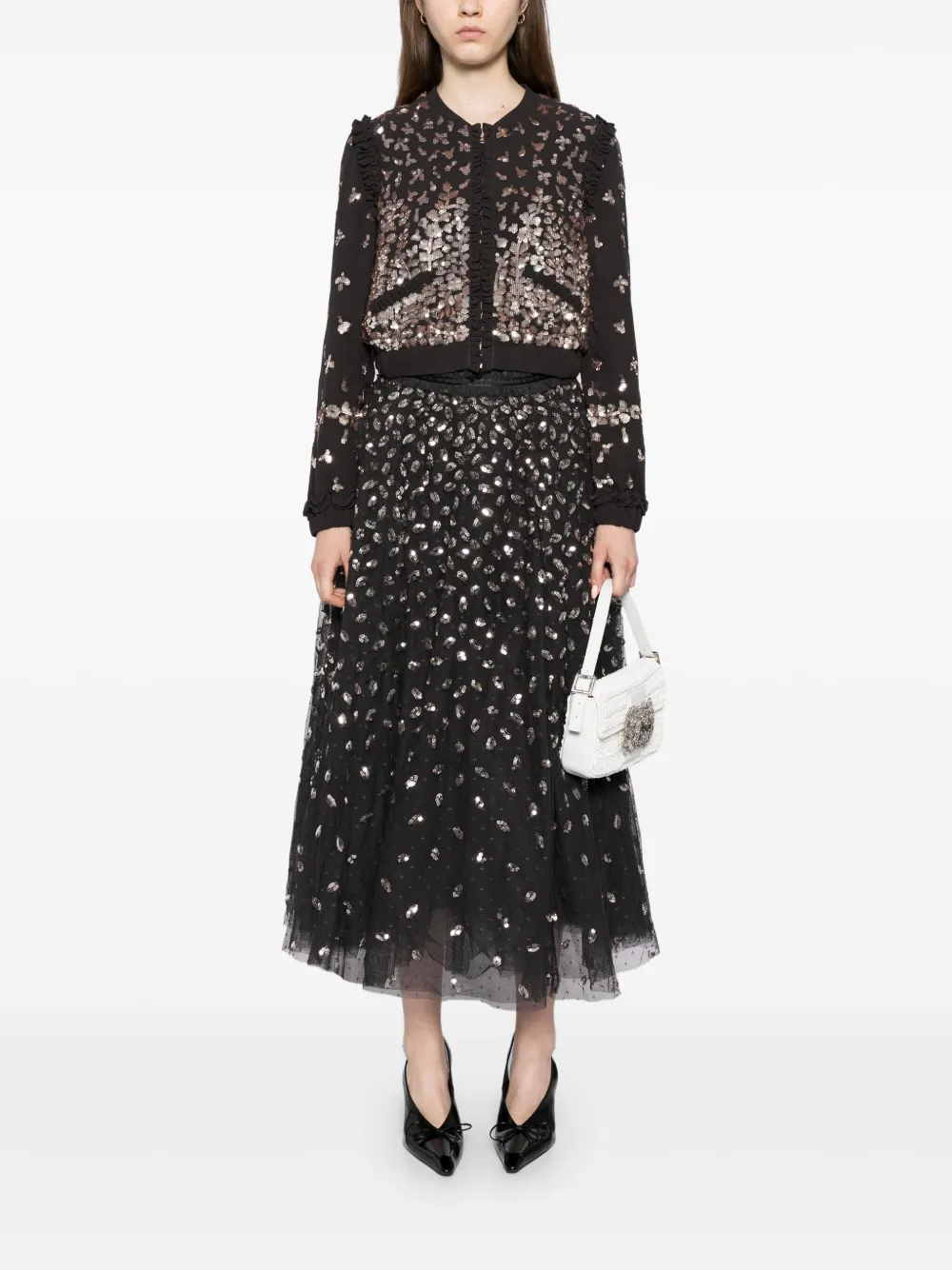 Needle & Thread Rok met print - Grijs