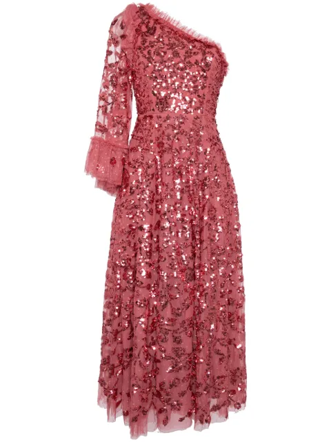 Needle & Thread Falling Leaves One-shoulder Ankle gown