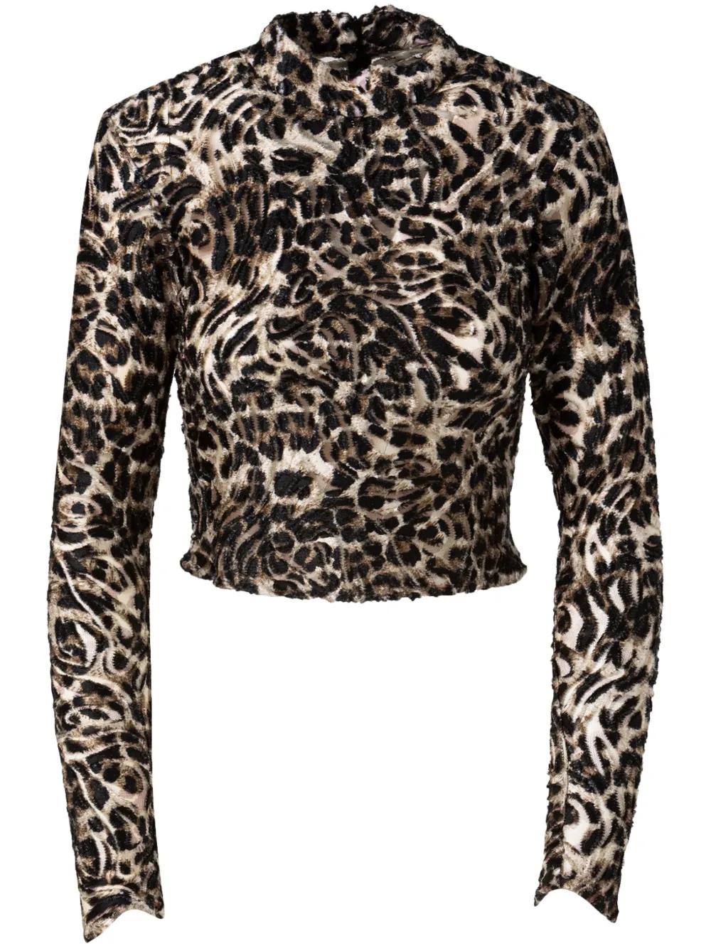 Jbq Cheetah Lyra Mock-neck Top In Brown