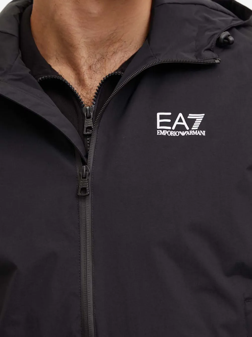 Ea7 Hooded Zip Jacket In Black