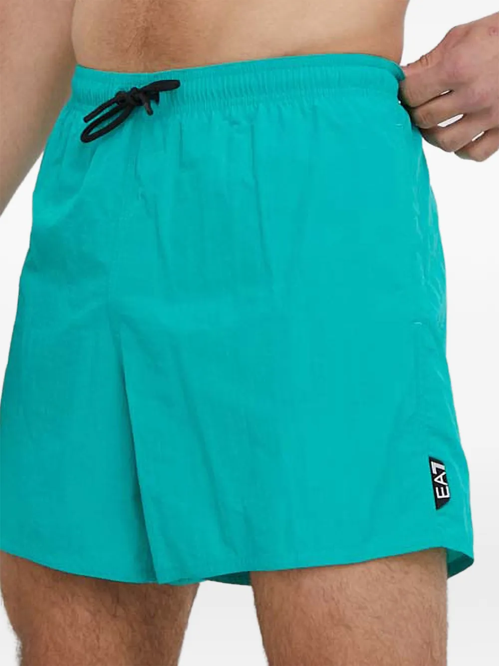 Ea7 Emporio Armani logo-patch drawstring swim shorts - Blu