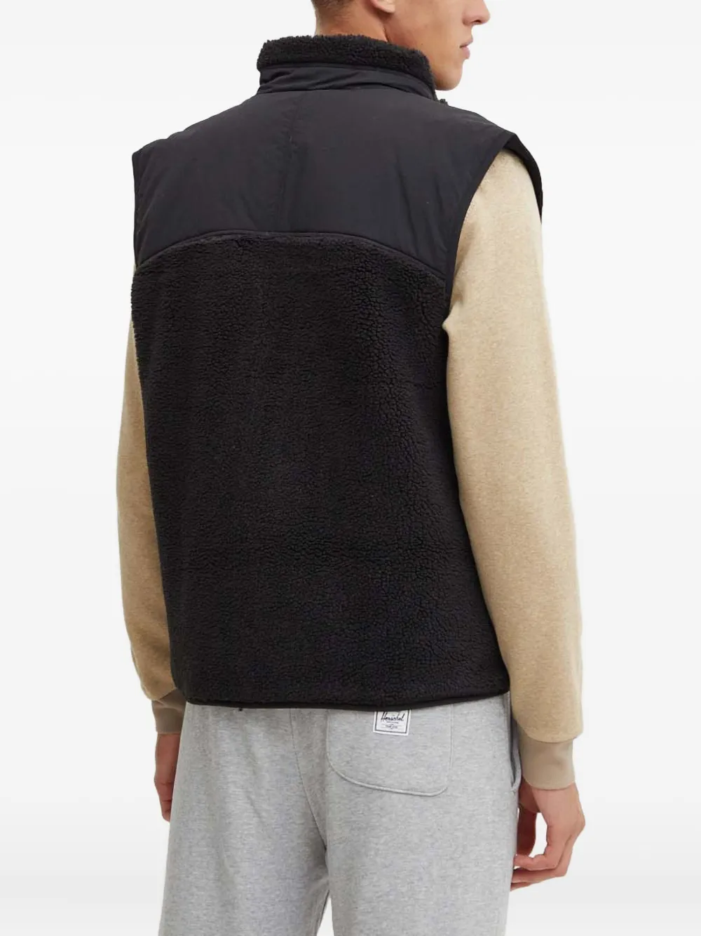 Adidas Originals Fleece-panelled Zip-up Vest In Black
