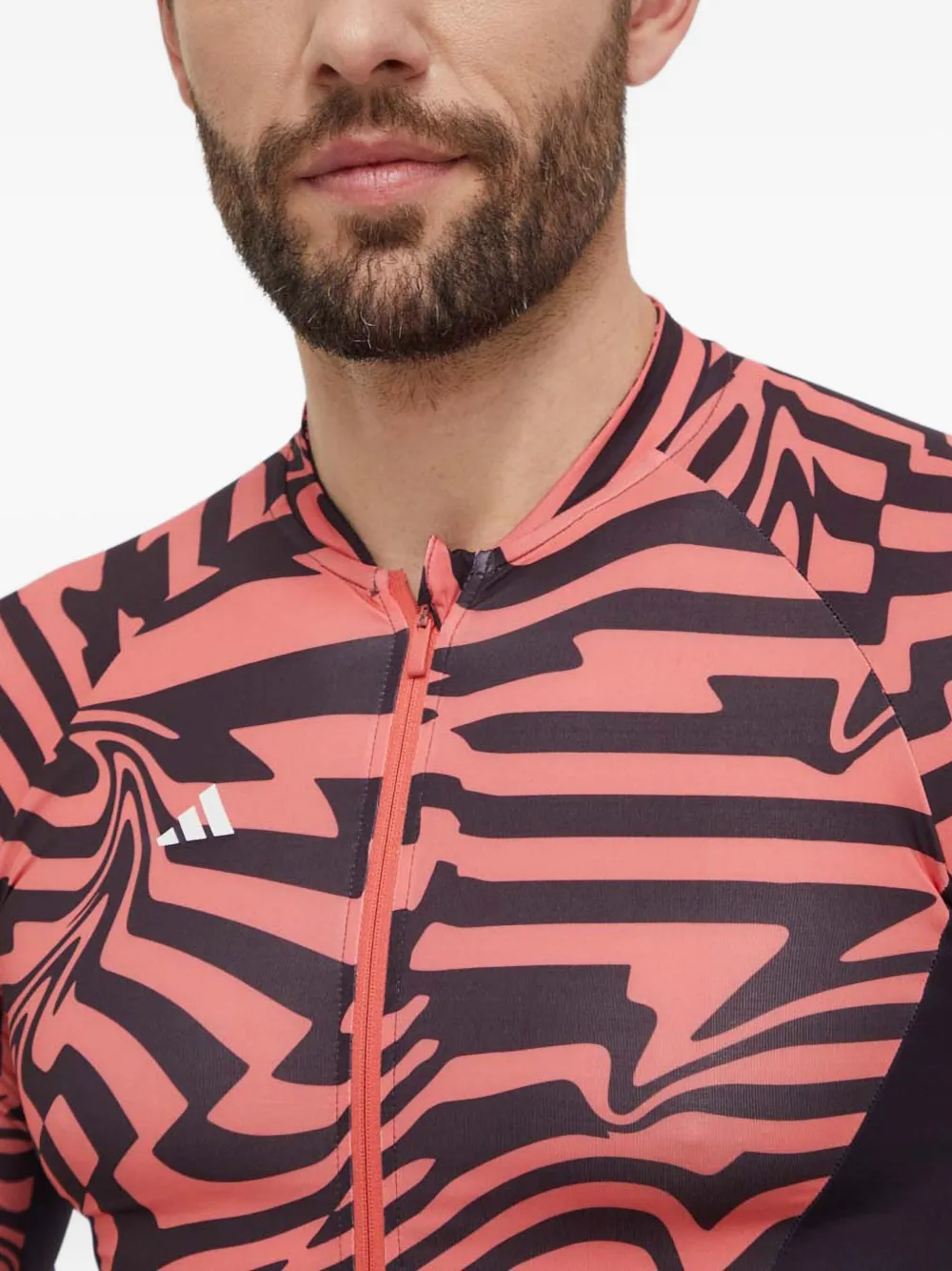 adidas T-shirt met print en rits Rood