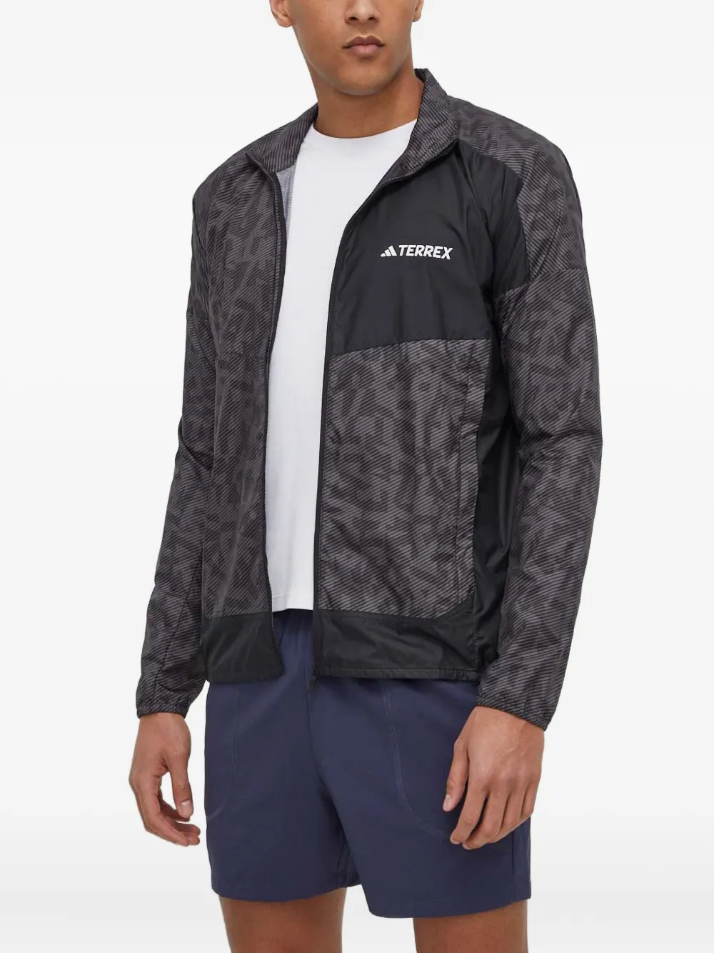 adidas abstract-print zip-up jacket | Grey | Image 1