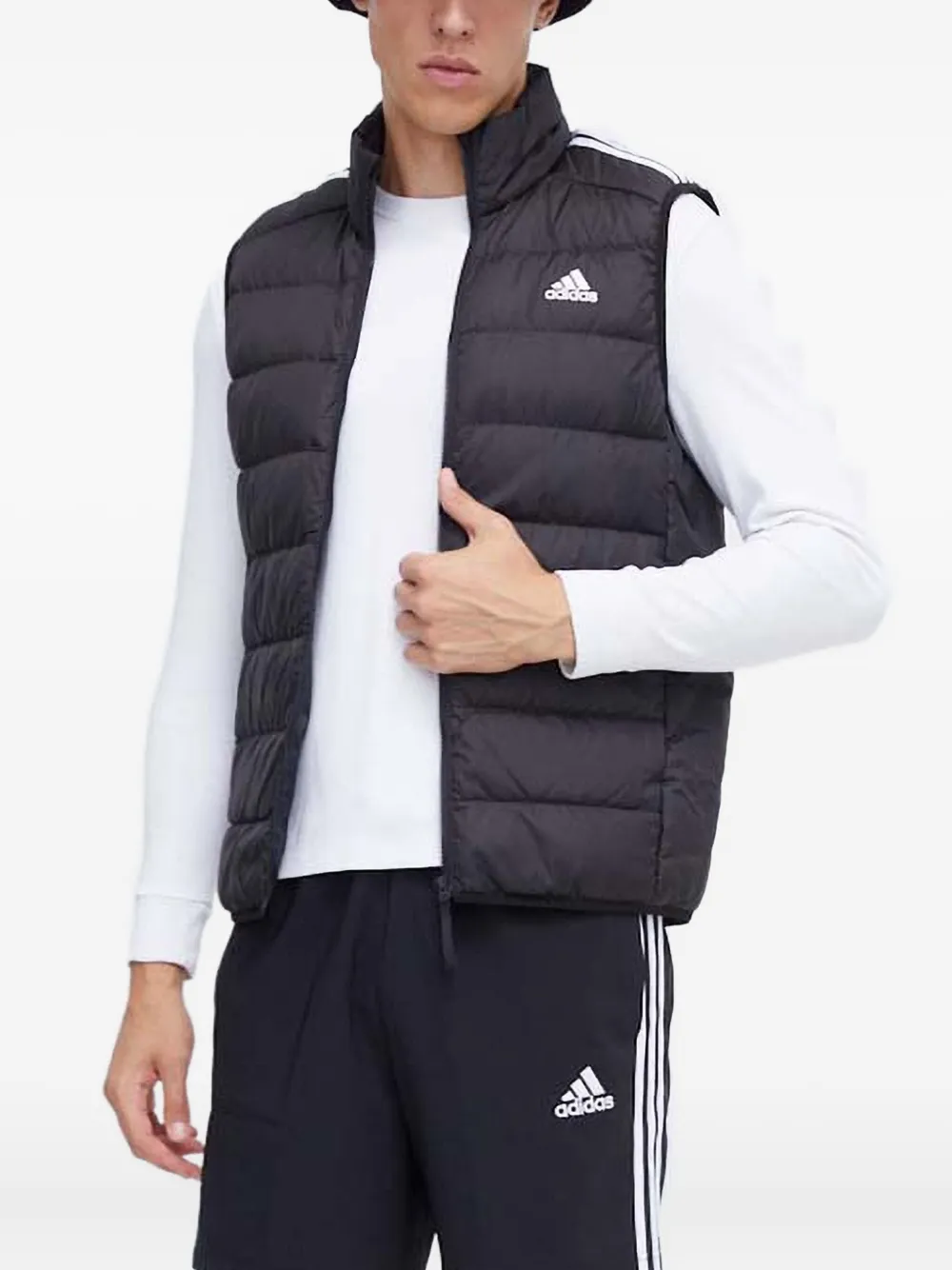 adidas three-stripe padded vest | Black | Image 1