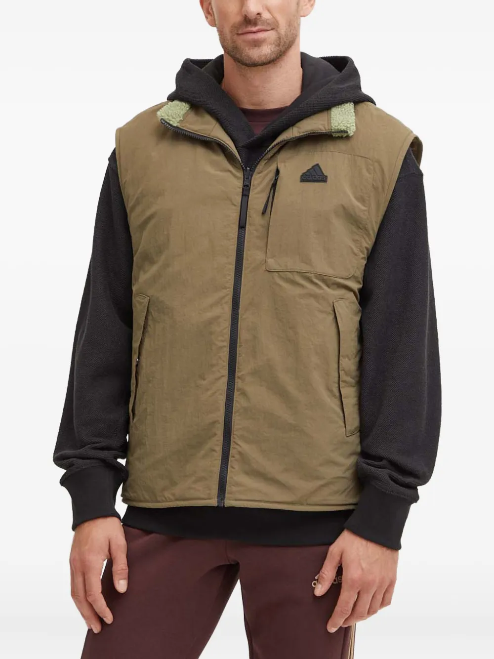 adidas fleece-lined zip-up vest | Green | Image 1