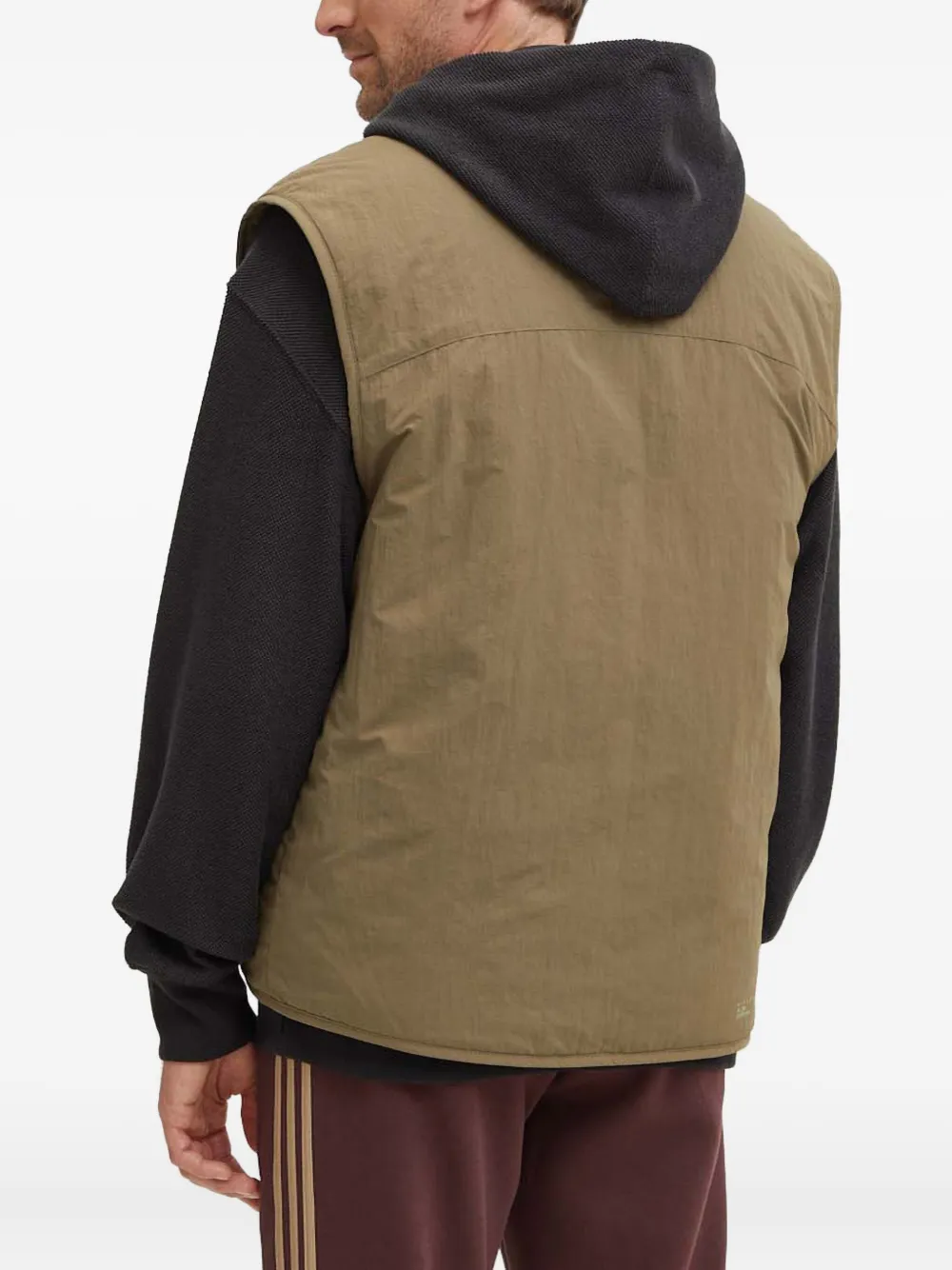 Adidas Originals Fleece-lined Zip-up Vest In Brown