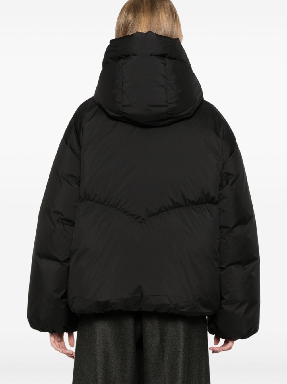 Shop Studio Nicholson Hooded Puffer Jacket In Black