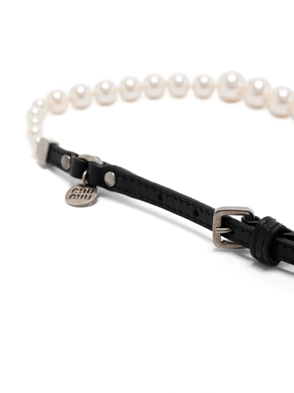 Rep Miu Miu beaded leather necklace Women