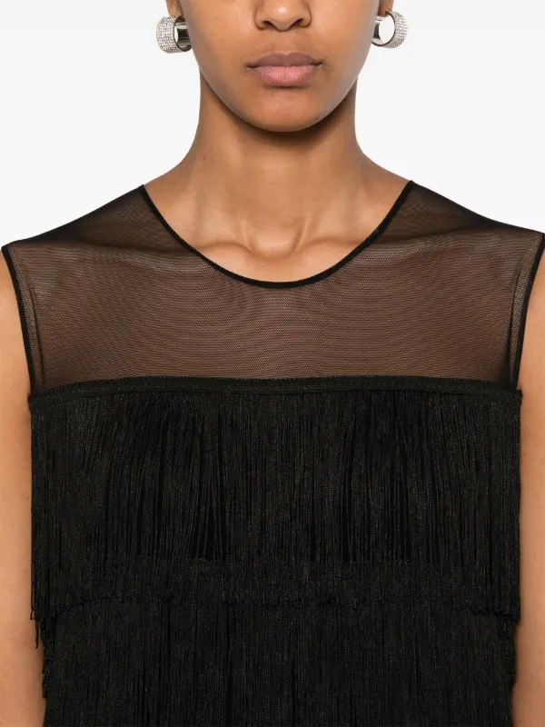 Norma Kamali Fringed Sleeveless Mini Dress | Black | FARFETCH HK