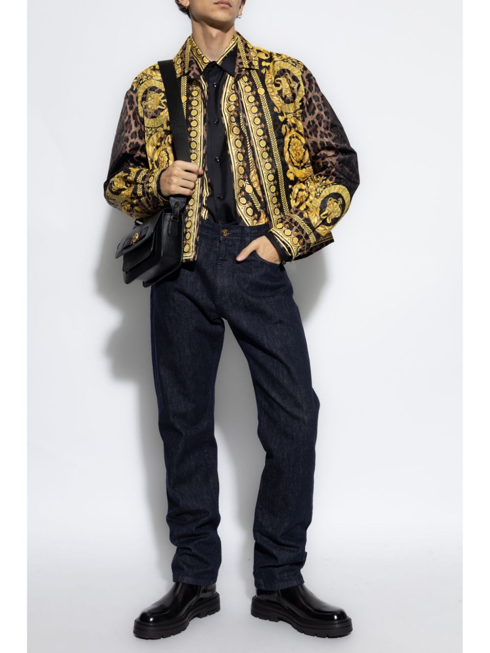 Versace Barocco-print zip-up shirt jacket - Geel